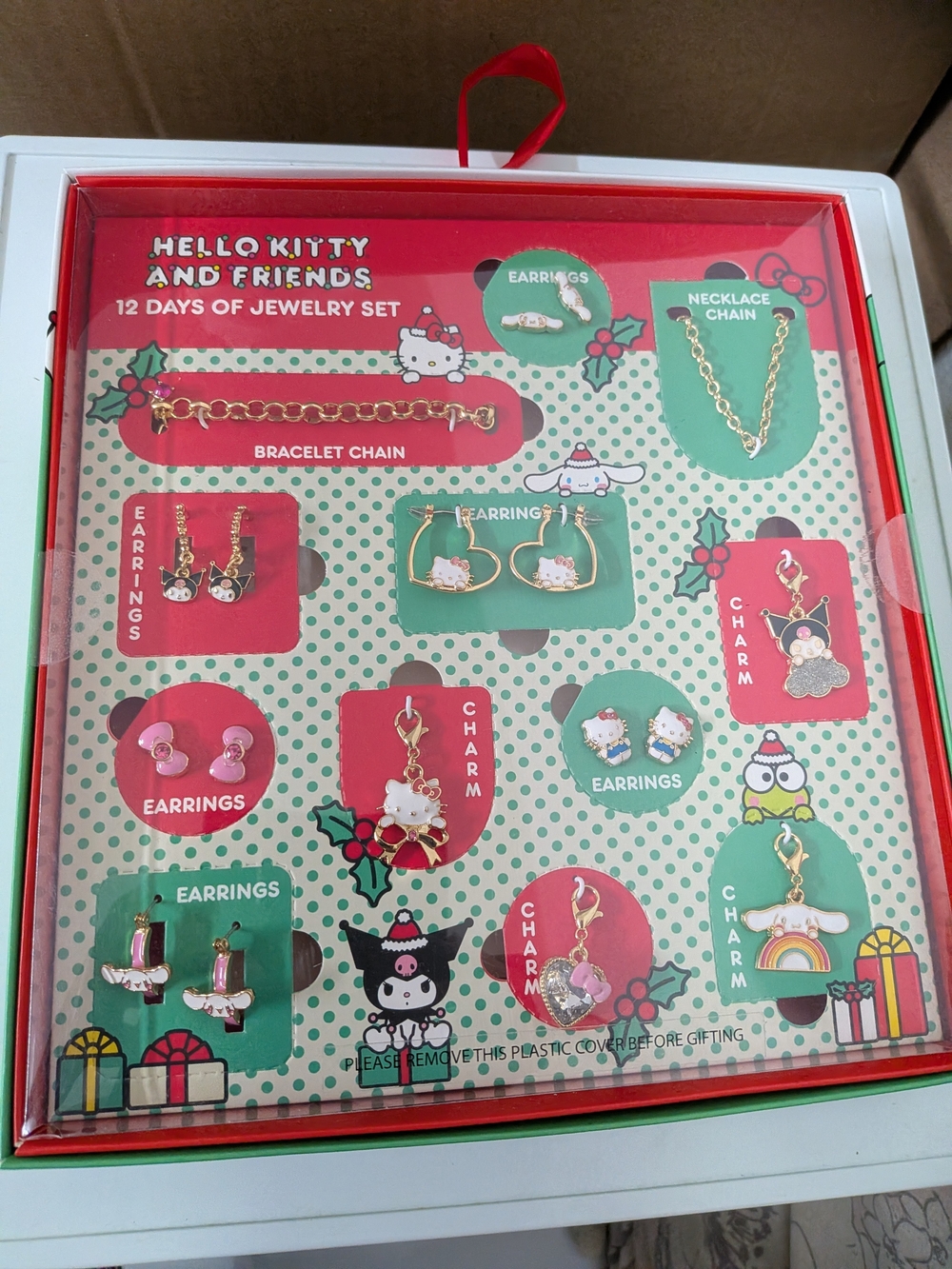 Hello Kitty Kids Red and Gold Jewelry Set - 12 Day Accessories